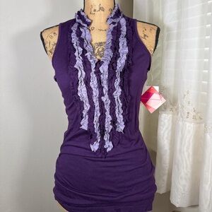 6 Degrees Purple and Lavender Ruffled Top